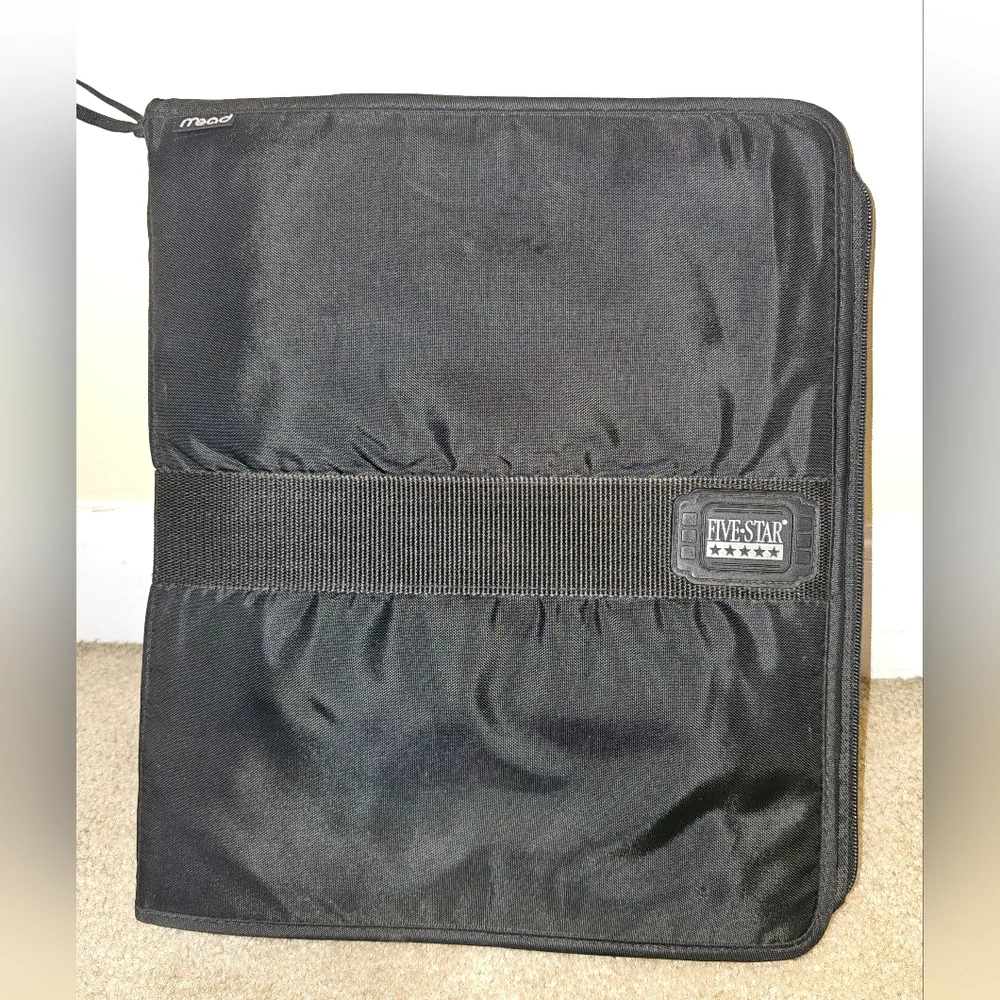 Mead Five Star Trapper Keeper Black 3 Ring Binder Zipper School Student VTG 1991
